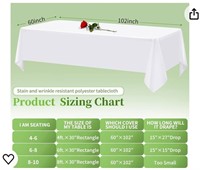 12 Pack White Tablecloths for Rectangle Tables