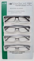 4 Pack Foster Grant XTRA Reading Glasses +1.75
