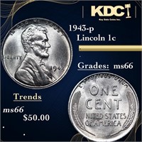 1943-p Lincoln Cent 1c Grades GEM+ Unc