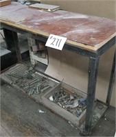 Metal Shop Table on Wheels 51” w X 19” d X 3’ t