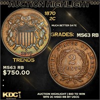 ***Auction Highlight*** 1870 Two Cent Piece 2c Gra