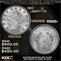 ***Auction Highlight*** 1902 Liberty Nickel 5c Gra