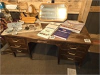 Vintage, large, wooden desk 30" t x 66" w x 34" d