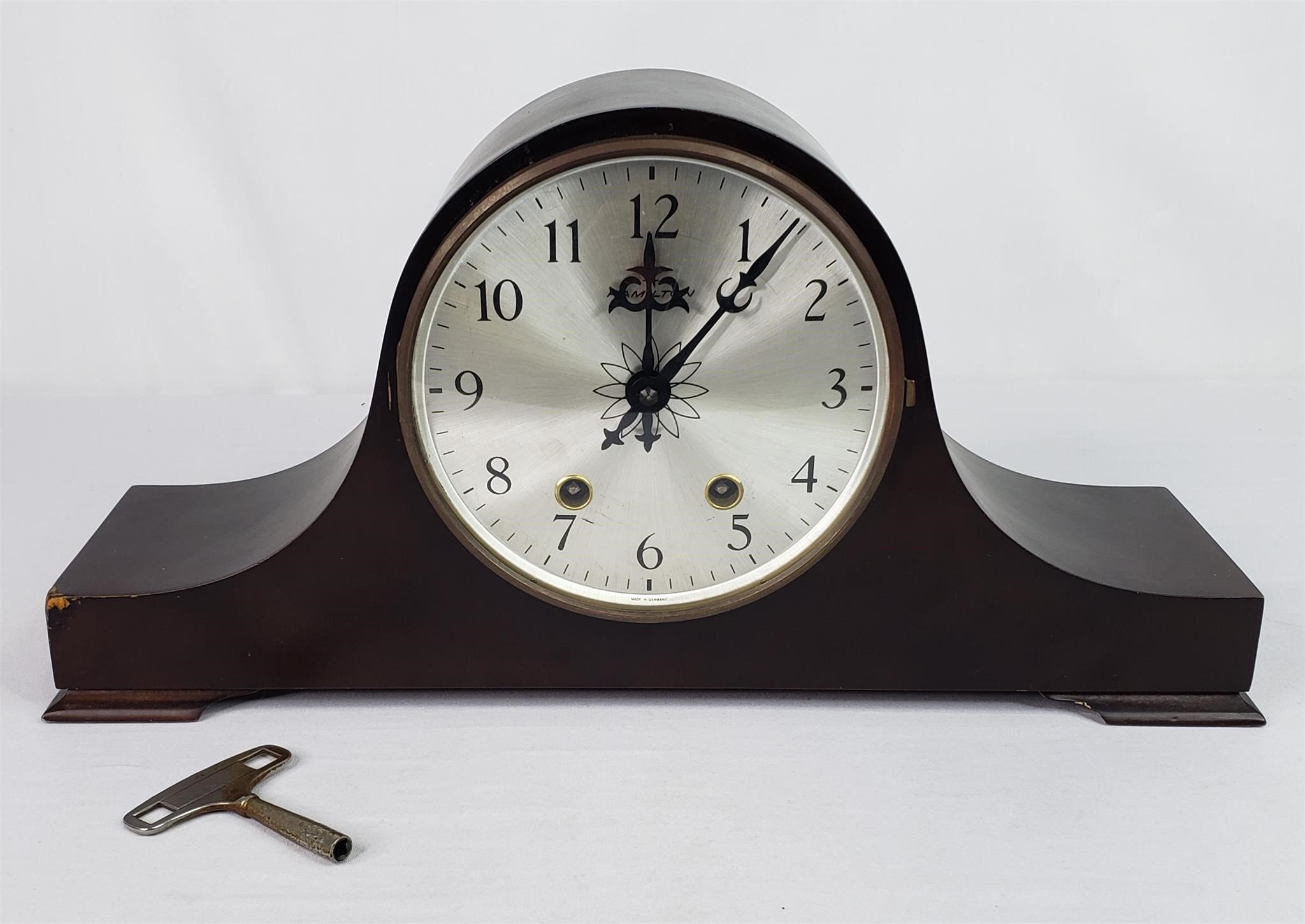 Hamilton Tambour Mantel Clock w/Key