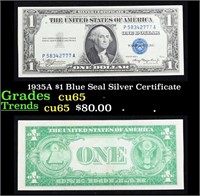 1935A $1 Blue Seal Silver Certificate Grades Gem C