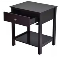 1-Drawer Brown Nightstand Wooden Table
