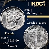 1935-p Mercury Dime 10c Grades GEM++ Unc