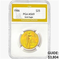 1986 $25 1/2oz. American Gold Eagle PGA MS69