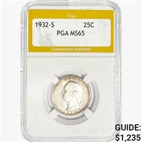 1932-S Washington Silver Quarter PGA MS65