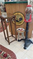Rooster clock, stool, candy machine & plant stand