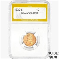1930-S Wheat Cent PGA MS66 RED