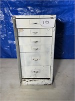 Metal shop cabinet with contents