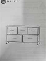 Fabric 5 Drawer Low Storage Cabinet