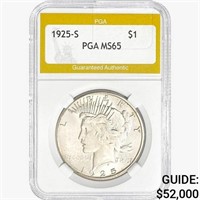 1925-S Silver Peace Dollar PGA MS65