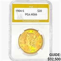 1904-S $20 Gold Double Eagle PGA MS66