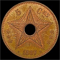 1887 Belgium Congo 5 Ces CHOICE AU