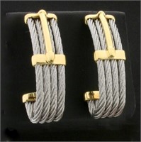 Designer Charriol Cable Link J Hoop Earrings in 18