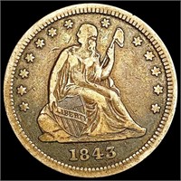 1843 Seated Liberty Quarter LIGHTLY CIRCULATED