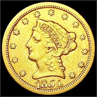 1854-O $2.50 Gold Quarter Eagle LIGHTLY