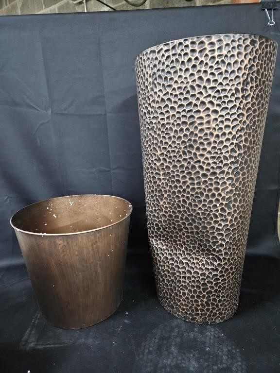 Metal Planter. Set of 2. Dent in side of one