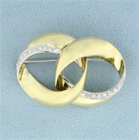 Vintage Diamond Double Circle Pin in 14K Yellow Go