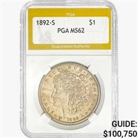 1892-S Morgan Silver Dollar PGA MS62