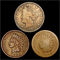 [3] Varied US Coinage [1866, 1884, 1906] HIGH