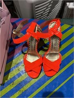 Size 7 1/2 neon orange high heel shoes