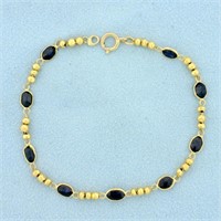 3ct TW Sapphire Bead Link Bracelet in 14K Yellow G