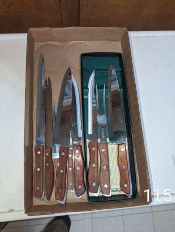 FLAT OF 9 STAINLESS STEEL KNIVES