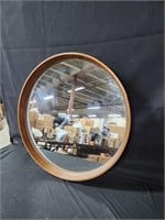 Round Wood Mirror 30 Inch, Wall-Mounted Circle