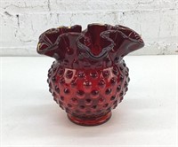 4.5" Fenton Hobnail Red Glass Vase