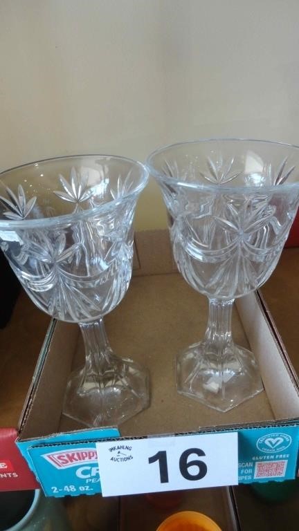 (2) 9 inch Glass Pedestal Vases