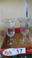 (2) 10 inch Glass Pedestal Vases