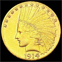 1914-D $10 Gold Eagle CLOSELY UNCIRCULATED