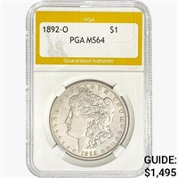 1892-O Morgan Silver Dollar PGA MS64