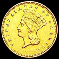 1873 Open 3 Rare Gold Dollar CHOICE AU