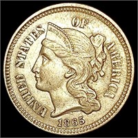 1865 Nickel Three Cent CHOICE AU