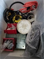 Tote of miscellaneous wiring supplies