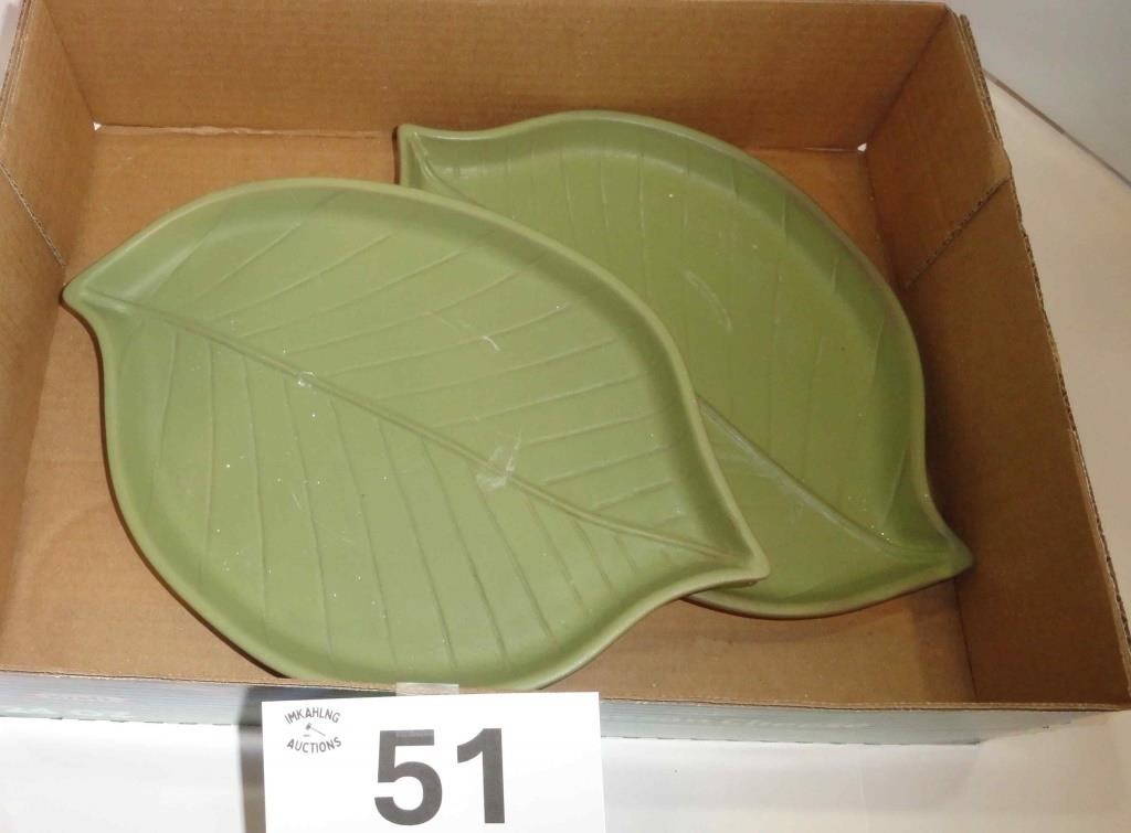 (2) Leaf Pottery Plates