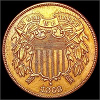 1868 RB Two Cent Piece CHOICE AU