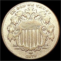 1870 Shield Nickel NEARLY UNCIRCULATED