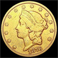 1876 $20 Gold Double Eagle NEARLY UNCIRCULATED