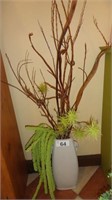 Large Vase w/Artificial Greenery & Stalks