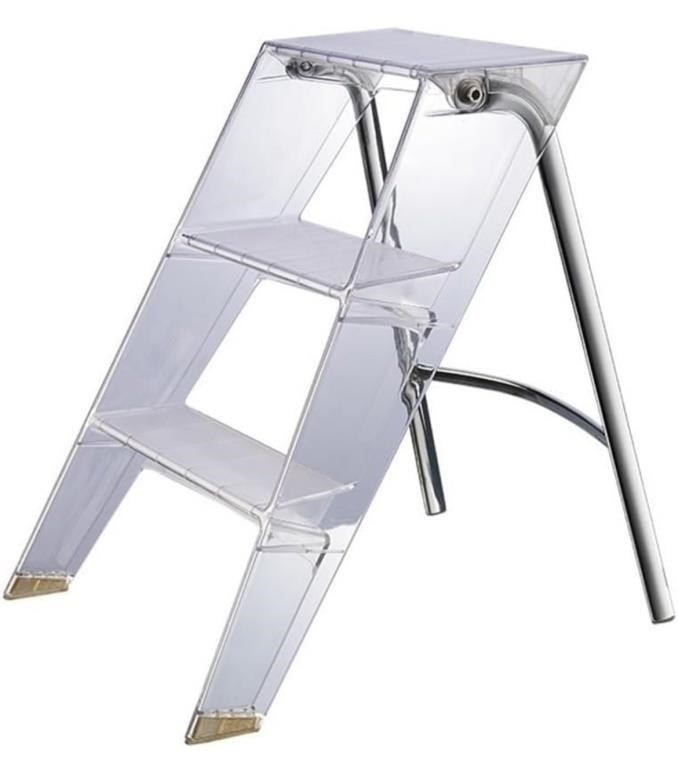 3 Step Ladder Acrylic Folding Step Stool Portable