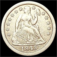 1845 Seated Liberty Dime NEARLY UNCIRCULATED