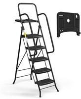 HBTower 5 Step Ladder with Handrails, Folding