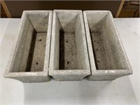 3 Cement Planters 15 3/4"x6 3/4"x6 1/2" Tall