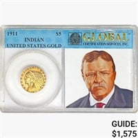 1911 $5 Gold Half Eagle Global Cert. Services,