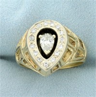 Mens 3/4ct TW Diamond Pear Shaped Statement Ring i